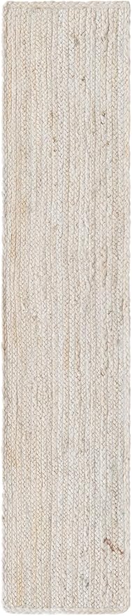 Unique Loom Braided Jute Collection Area Rug - Dhaka (1' 2" x 6' 1" Table Runner, White)