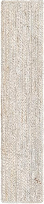 Unique Loom Braided Jute Collection Area Rug - Dhaka (1' 2" x 6' 1" Table Runner, White)