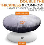 Cheer Collection Extra Large Floor Pillow, 32" Round Meditation Cushion, Oversized Yoga Pillow & Floor Cushions for Adults, Floor Pillows for Sitting, Meditation, and Seat Cushion -Grey