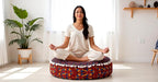 INDIAN CRAFT CASTLE ICC Floor Pillows & Cushion Covers Decorative Hippie Mandala Pouf Pillow Covers Seating Meditation Cushion Cover Large Boho Ottoman Case Pillowcase Couch New Orange, 24" Round