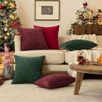 MIULEE Pack of 2 Red Couch Throw Pillow Covers 12x20 Inch Soft Chenille Lumbar Pillow Covers for Sofa Living Room Solid Dyed Cases