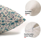 Navy Blue Teal Floral Pillow Covers 12x20 Set of 2 Vintage Rustic Old Style Cute Small Flower Print Rectangle Decorative Outdoor Pillowcases Farmhouse Throw Cushion Case Decor for Couch Sofa Bed