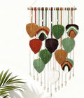 MEIVINES Macrame Wall Hanging Boho Woven Tapestry,Chic Home Decor Modern Bohemian Handmade Leaf Feather Tapestry Wall Art Decor for Bedroom Living Room Nursery Apartment Backdrop 16 X 34 Inch