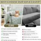 ROOMLIFE Green Couch Covers for Sofa, Sofa Covers Washable Non Slip Furniture Protector Couch Sofa Covers for 3 Cushion Couch, Breathable Sofa Slipcovers Couch Cover Blanket with Tassels 71" X 134"