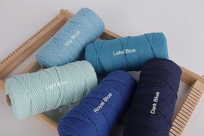 NOANTA Baby Blue Macrame Cord 3mm x 109yards, Colored Macrame Rope, Cotton Rope Macrame Yarn, Colorful Cotton Craft Cord for Wall Hanging, Plant Hangers, Crafts, Knitting