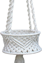 Handmade Macrame Cotton Plant Hanger, from Uttar Pradesh, India | Boho Hanging Planter | Indoor Outdoor Plant Holder | Décor Accent for Home, Balcony, Living Room | 33x8 in (Off White)