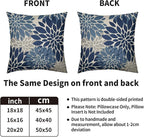 Dark Blue Grey Gray Pillow Covers 24X24 Inch Set of 2, Dahlia Flower Spring Summer Floral Cream Decorative Throw Pillow Covers Outdoor Modern Farmhouse Cushion Case for Home Couch Sofa Bed Decor