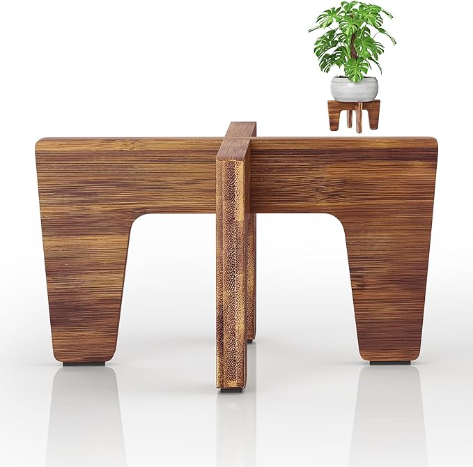 Plant Stand Indoor Outdoor, Plant Holder Sturdy Single Flower Pot Stand Planter Stand Stool Display Decorative for Desktop Counter Room (Brown 10")