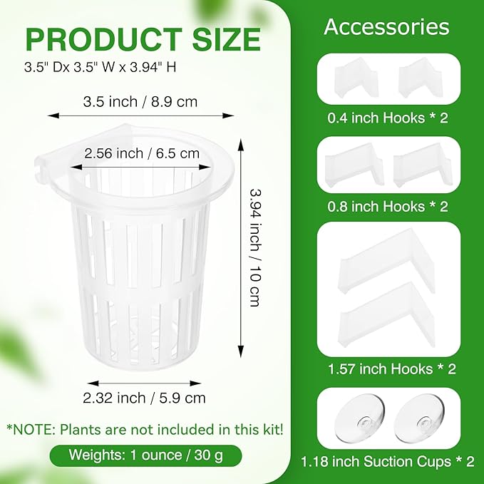 2025 New Upgraded Large Aquarium Plant Holder with 1.57-inch Extension Hooks and Suction Cups for Fish Tank Aquaponic Plant Cultivation and Aquascape Accessories Decorations (4 PCS) Transparent