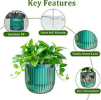 Halatool 8.3 Inch Hanging Pots for Plants Indoor- 2 Pack Self-Watering Hanging Planters Flower Pots, Plant Hanger with Hooks Drainage Holes for Garden Home (Green)