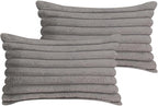 12x20 Throw Pillow Covers Set of 2, Decorative Faux Fur Covers for Bed, Couch Soft Fluffy Pillow Cover with Velvet Back for Living Room, Neutral Home Décor Accent for Sofa - Dark Gray
