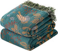 Boho Blanket for Bed 100% Cotton Bohemian Throw Blankets Ultra Soft Woven Muslin Decorative Blankets All Seasons Vintage Quilt Knitted Blanket for Sofa Chair(Blue, 60"x80")