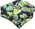 Outdoor Indoor Seat Cushion 18"x18" Waterproof Floral Patio Chair Pads Tatami Floor Pillow for Dining Garden Balcony Office Decor Navy Green, Set of 2