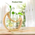 Plant Propagation stations, Crescent Moon Table Terrarium Stand for Indoor houseplants, Wooden Wall Boho Hanging Planter Vase with Glass Test Tube for Office Decor Aesthetic, Gift for Women Mom