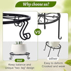 1/2/4 Pack 10/12 Inch Heavy Duty Iron Plant Stands - Rustproof Metal Flower Pot Holder for Indoor Outdoor Use, Round Wrought Iron Planter Stand for Corner Gardening, Patio, Balcony Decor- Black (12IN2PCS)