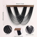 EOBTAIN Large Macrame Wall Hanging Black Yarn Tassel Woven Tapestry with Wood Board,Handmade Boho Wall Decor for Bedroom Apartment Balcony Living Room Decorations,31.5x24.4 Inch