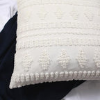 YINFUNG Ivory Euro Sham Covers Boho Shabby Chic Tufted Cream Off White 26x26 Set of 2 Euro Pillow Covers Poms Diamonds Moroccan Embroidery Farmhouse Large Pillow Cover
