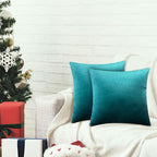 2 Pack 22x22 Pillow Cover Velvet Pillow Covers, Square Throw Pillow Covers for Living Room Decorations Throw Pillow Case, Throw Pillow Cover Cushion Cover for Sofa Bedroom Car, Teal Velvet