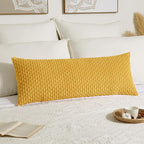 Kevin Textile 20x54 Inch Long Body Lumbar 1 Pack Boho Decorative Throw Pillow Cover Soft Striped Corduroy Rectangle Cushion Case Farmhouse Accent for Living Room Couch Sofa Bed, Mustard Yellow