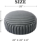 Unstuffed Pouf Ottoman Cover Soft Storage Extra Seat Farmhouse Comfortable Bohemian Poufs Accent Footrest 20x20x8 Inches for Living Room Bedroom Study Nook (Gray B, Round)