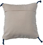 Creative Co-Op Tufted Cotton Pillow Cover with Geometric Pattern and Tassels, Natural and Blue