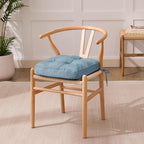 Chair Cushions for Dining Chairs, Dining Chair Cushions, Tufted Indoor Chair Pads with Ties & Non Slip Backing, Seat Cushions for Kitchen Chairs 16.5” x 16.5” x 3.5”, Set of 6, Light Blue