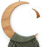 ANROYE Macrame Wall Hanging Boho Moon Decor, Bohemian Crescent Wooden Ornament with Long Tassel, Handmade Unique Wood Tapestry Home Decoration Wall Art Gift for Dorm Bedroom Nursery Living Room
