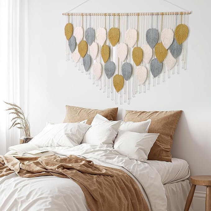 LOMOHOO Macrame Wall Hanging, Large Boho Home Decor,Bohemian Woven Decoration for Bedroom Living Room Apartment Dorm Gallery Perfect Handmade Gift Ideas (51.5" W x 33.5" L)