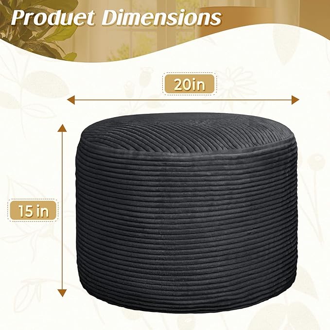 AS AWESLING Round Ottoman Foot Rest Pouf for Living Room Couch - Soft Plush Hassock