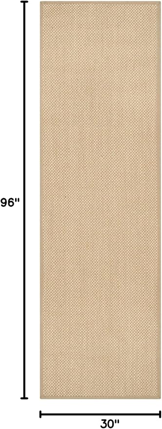 SAFAVIEH Natural Fiber Collection Runner Rug - 2'6" x 8', Maize & Linen Color, Sisal, Woven Design with Border (NF141B)