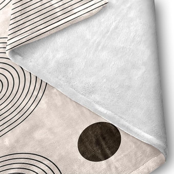 Modern Abstract Blankets Black Beige Boho Throw Blanket Boho Blanket Double Sided Flannel Throw Blanket,Suitable for Adults Children on The Sofa,Car,Bed Nap Warm Comfortable Blanket 50"X60"