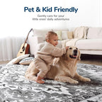 Lessymo 3 x 5 Area Rugs for Living Room- Machine Washable Area Rugs Boho Faux Wool Low Pile Area Rug for Bedroom Floral Medallion Vintage Rugs with Non-Slip Rubber, Kid & Pet Friendly,Grey Beige