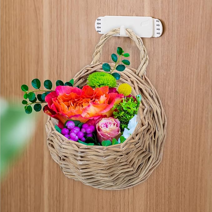 DOITOOL Rattan Woven Hanging Basket: 2PCS Wicker Wall Planter Woven Hanging Storage Basket Wall Flower Holders Indoor Outdoor Bohemia Planter