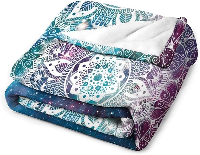Hippie Mandala Throw Blanket Bohemian Galaxy Space Indian Medallion Trippy Aesthetical Blanket for Sofa Bed Couch Chair Or Dorm 60"x80"
