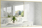 60"x30" Gold Bathroom Mirror for Double Vanity, Metal Framed Wall Mirror, Oversized Horizontal/Vertical Rectangular Mirror Over Sink, Modern Luxe Decor