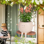Cute Smiley Face Hanging Planter Pot - Adorable Indoor/Outdoor Flower Plant Holder with Drainage Hole - Perfect for Home, Garden, Office Decor