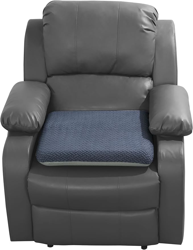 HOMBYS Tufted Furry Recliner Seat Cushion for Elderly Foam Curved Edge Large Square Seat Cushion for Recliner Chair, Floor Pillow, Office Chair, Car, No Pressure on Thighs(Grey)