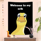 Jhdstore Funny Tapestries Welcome To My Crib Flag Funny Tapestry 3x4Ft Indoor Outdoor Wall Art Tapestry for Bedroom Teens Room Decoration Living Room Bedroom Decorations Cool Stuff for Your Room