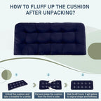 downluxe Outdoor Bench Cushion for Patio Furniture, Water Resistant Tufted Overstuffed Porch Swing Cushions, Thick Outdoor Loveseat Cushions, 48" X 18" X 5", Navy, Set of 1