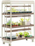Vego garden 3 Tier Rolling Metal Corner Plant Stand Indoor with 3 Ultimate Grow Light, Powerful 60 W Full-Spectrum LEDs, Plant Rack for Seed Starting, Leafy, Herbs, Fruits & Microgreens Pearl White