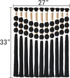 Macrame Wall Hanging Boho Wall Decor Black Fiber Yarn Wall Art Handmade Cotton Spherical Knot for Living Room Bedroom Nursery Office Home Decor27" W x 33" L