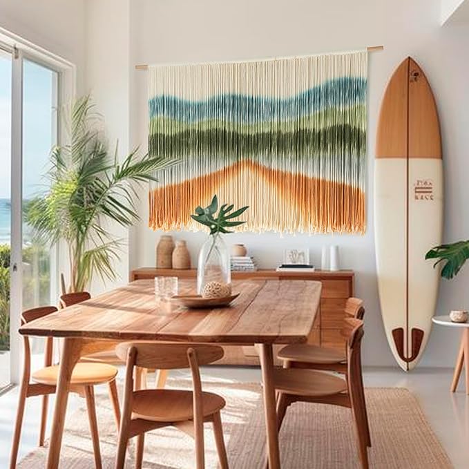 IOWER Macrame Wall Hanging Dip Dye Mountain Wall Art Large Boho Fiber Macrame Wall Decor for Bedroom Living Room Nursery Wedding Backdrop 57" W x 35" L