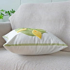 vctops Farmhouse Calla Lily Cotton Tufted Throw Pillow Cover Spring Floral Embroidery Pillowcase Soft Square Cushion Case for Sofa Couch Bed Chair (Yellow C,18"x18")