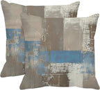 Britimes Throw Pillow Covers Modern Home Art Decor, 18 x 18 Inches Set of 2 Abstract Oil Painting Pillowcases for Bedroom, Living Room, Cushion Couch Sofa, Abstract Grey Blue Brown