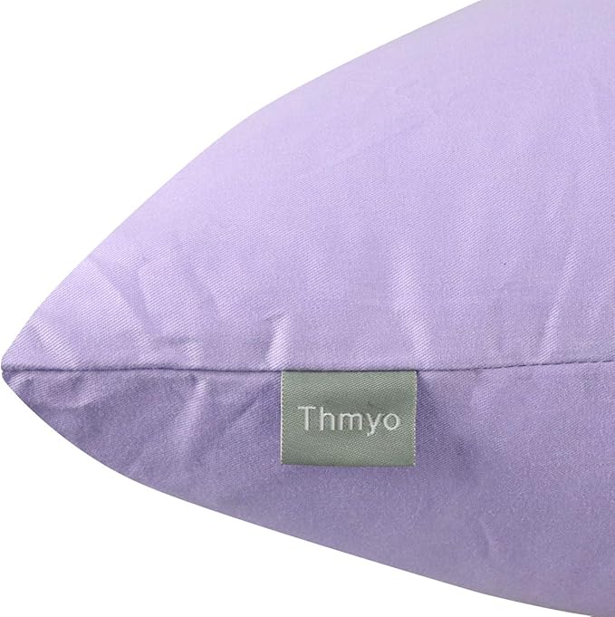4-Pack 100% Cotton Comfortable Solid Decorative Throw Pillow Case,Thmyo Square Cushion Cover Pillowcase Sublimation Blank Pillow Covers DIY Throw Pillowcase for Sofa(16x16 inch/ 40x40cm,Light Purple)