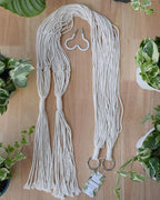 2 Pack Macrame Plant Hanger 47 Inches,Indoor Plant Hanger with Tassel for Boho Home Decor, Hanging Plant Holder with 2 Hooks (Ivory)