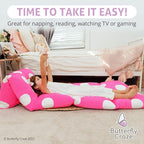 Butterfly Craze Floor Pillow Case, Mattress Bed Lounger Cover, Polka Hot Pink, King Size - Cozy Seating Solution for Kids & Adults, Recliner Cushion, for Reading, TV Time (Pillow Not Included)