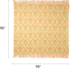 100% Cotton Boho Throw Blanket for Home Decor – Classic Farmhouse Quilt Bedding, Muslin Blankets for Adults, Vintage Woven Decorative Blanket for Couch, Bed Layering Use, Vintage Floral, 90"x90"