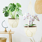 FGSAEOR Macrame Plant Basket Indoor Outdoor, Hanging 3-15 inch Pot, Bearing 20lb Planters, DIY Handmade Hanging Planter Holder, 35-Inch Extra Long Strong Boho Home Décor (2-Pack) (Ivory)