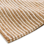FRELISH DECOR Wool and Jute Premium Handwoven Chunky Stripes Rug - Contemporary Area Rug for Living Room Bedroom (8' x 10' - Natural Ivory)